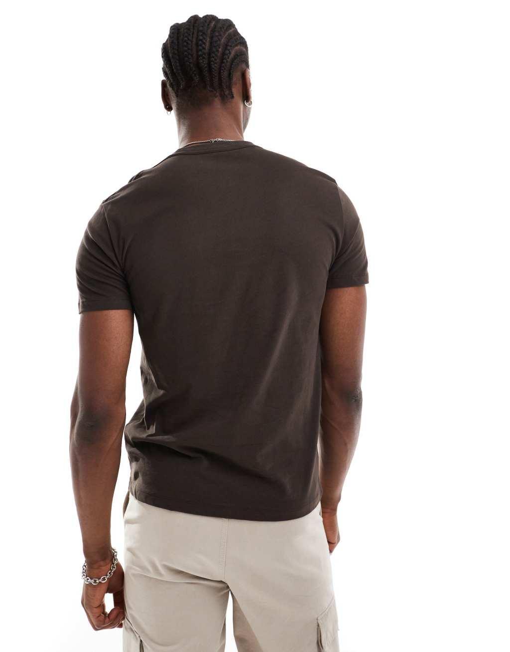 AllSaints Brace brushed cotton T-shirt in dark brown Product Image