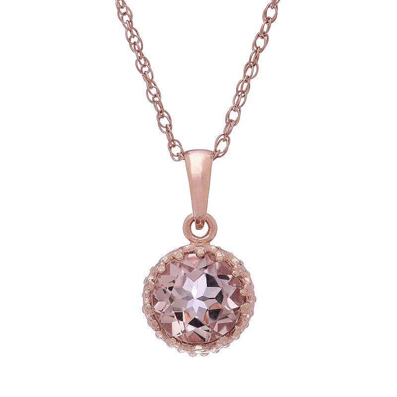 Designs by Gioelli 14k Rose Gold Over Silver Simulated Morganite Pendant, Womens Pink Product Image