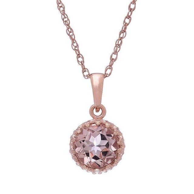 Designs by Gioelli 14k Rose Gold Over Silver Simulated Morganite Pendant, Womens Pink Product Image