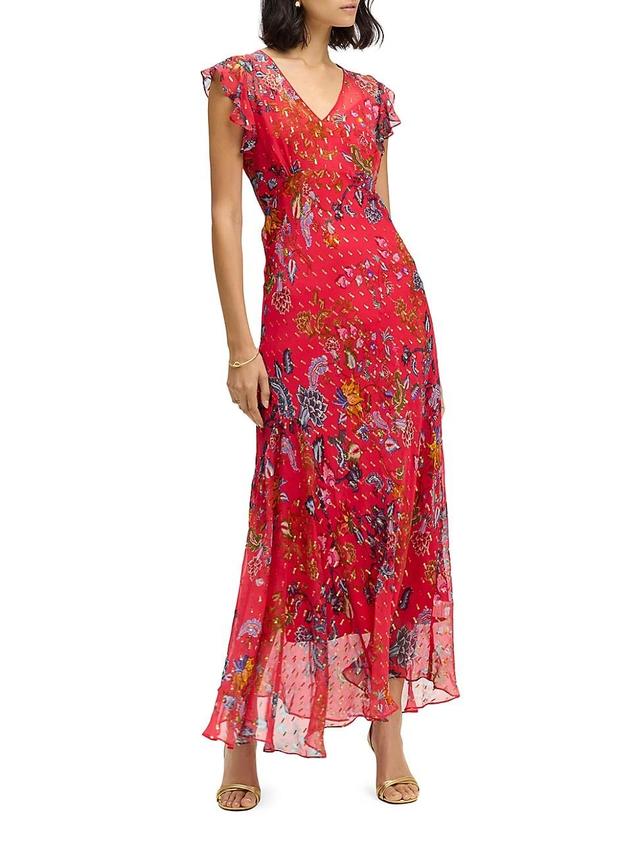 Womens Leighton Floral Silk-Blend Maxi-Dress Product Image