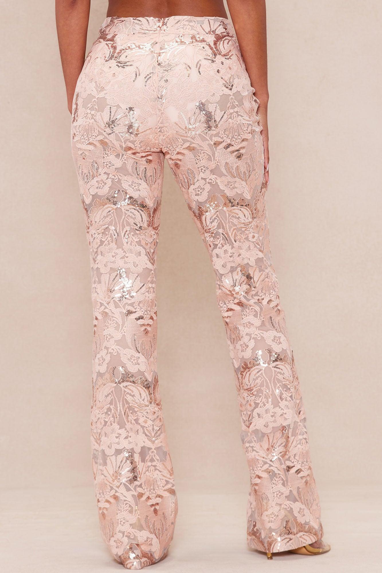 Charlize Sequin Embroidered Pant - Blush Product Image