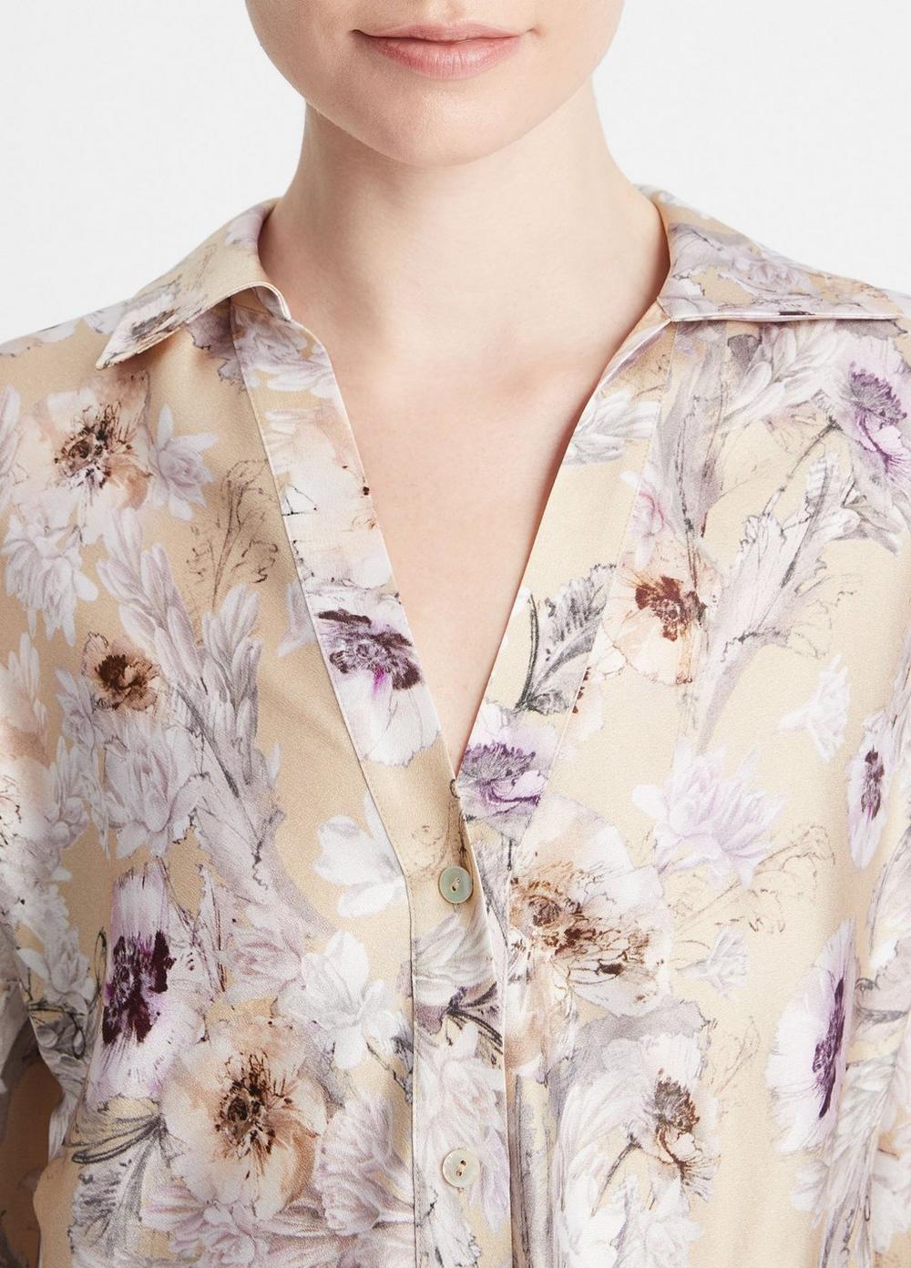 Wild Flower Silk Bias Long-Sleeve Blouse Product Image