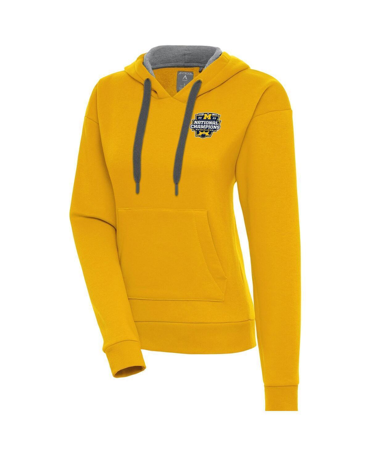 Antigua Womens Maize Michigan Wolverines College Football Playoff 2023 National Champions Victory Pullover Hoodie Product Image