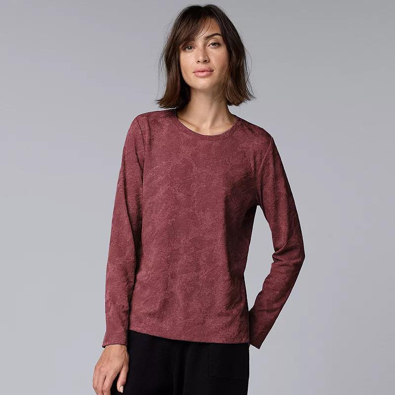 Womens Simply Vera Vera Wang Long Sleeve Crew Neck Tee Dark Orbit Grey Product Image