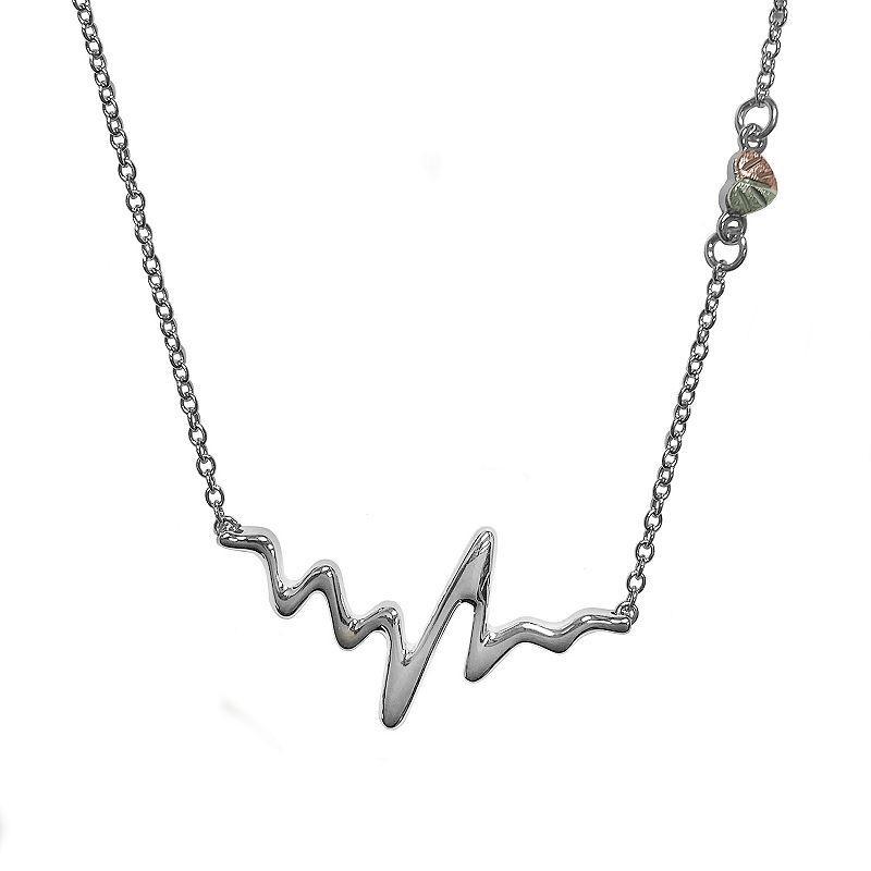 Black Hills Gold Tri-Tone Heartbeat Pendant Necklace in Sterling Silver, Womens Multicolor Product Image