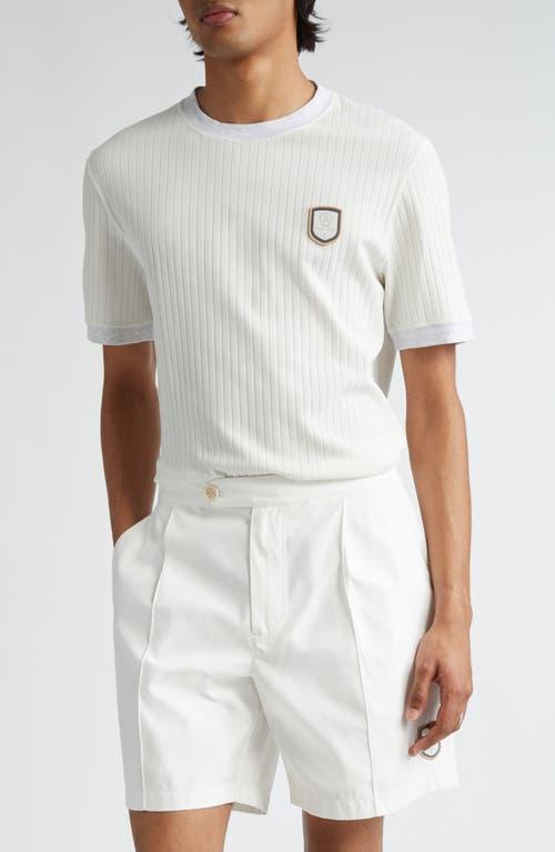 Brunello Cucinelli Logo Patch Cotton Blend Rib T-Shirt Product Image