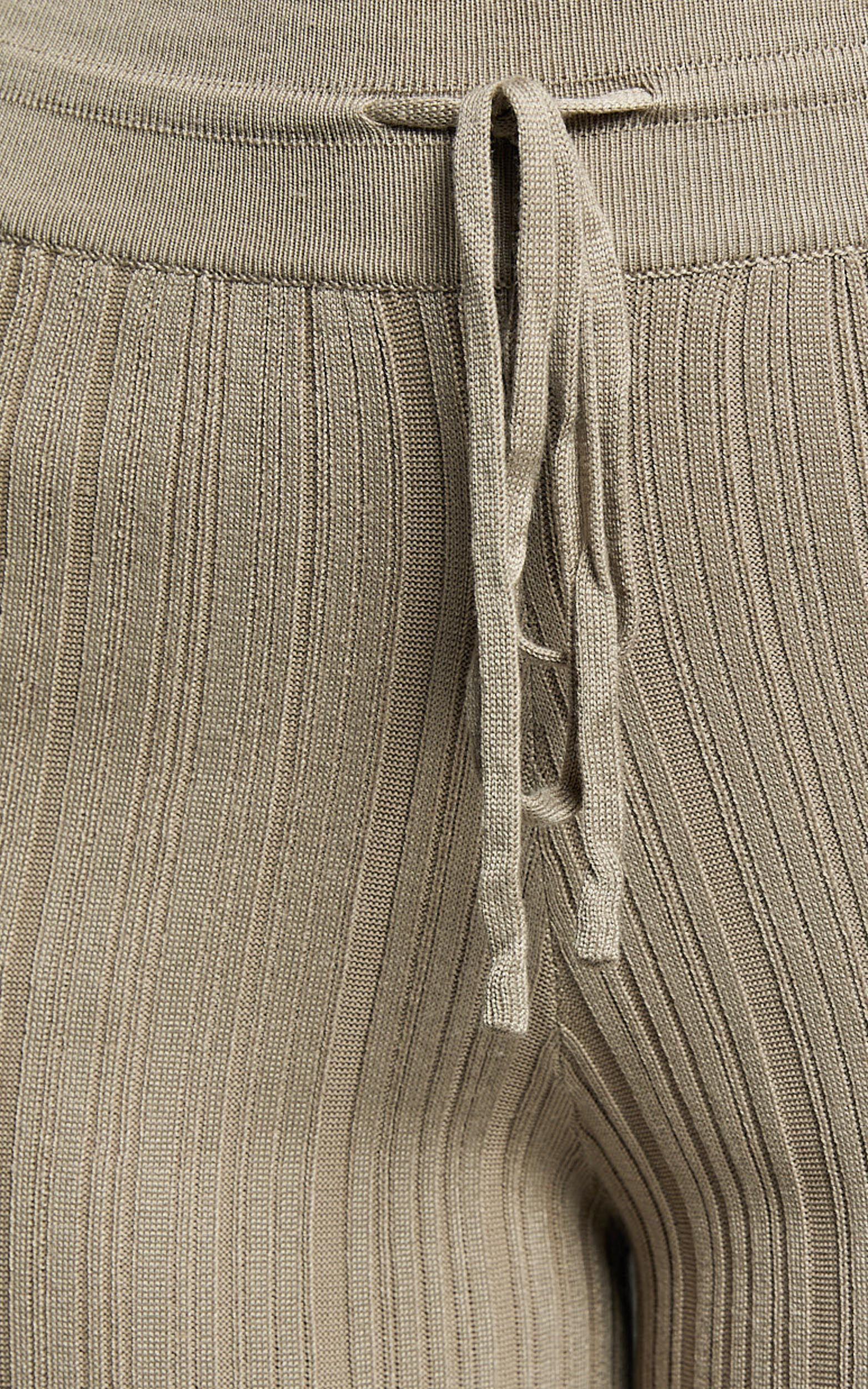 Kelsey Pants - High Drawstring Waist Knit Pants in Taupe Product Image