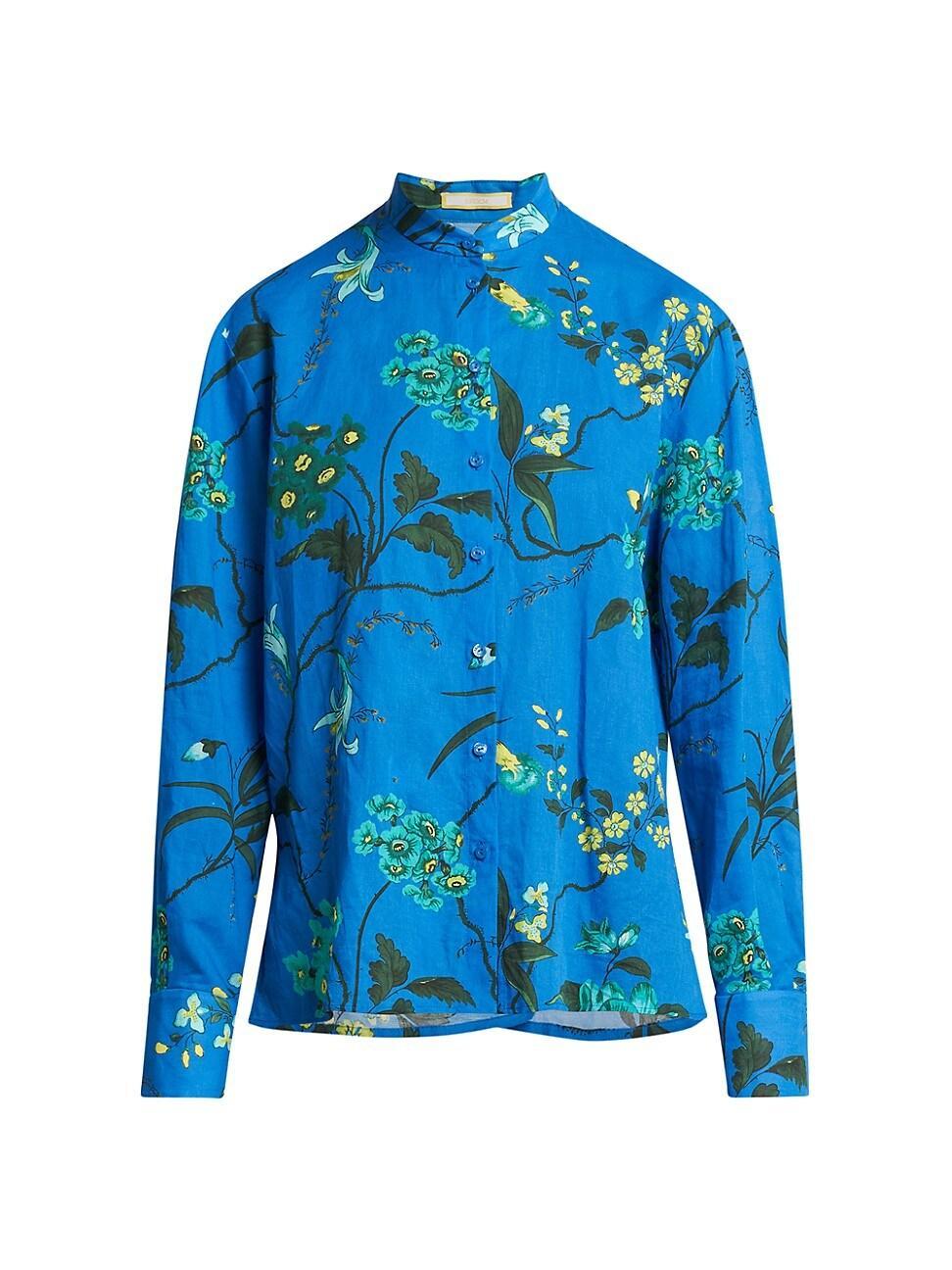 Womens Floral Open-Back Shirt Product Image