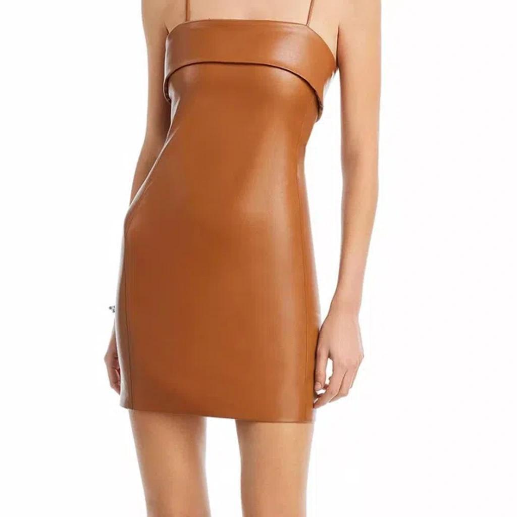 Kelly Faux Leather Mini Dress In Brown Product Image