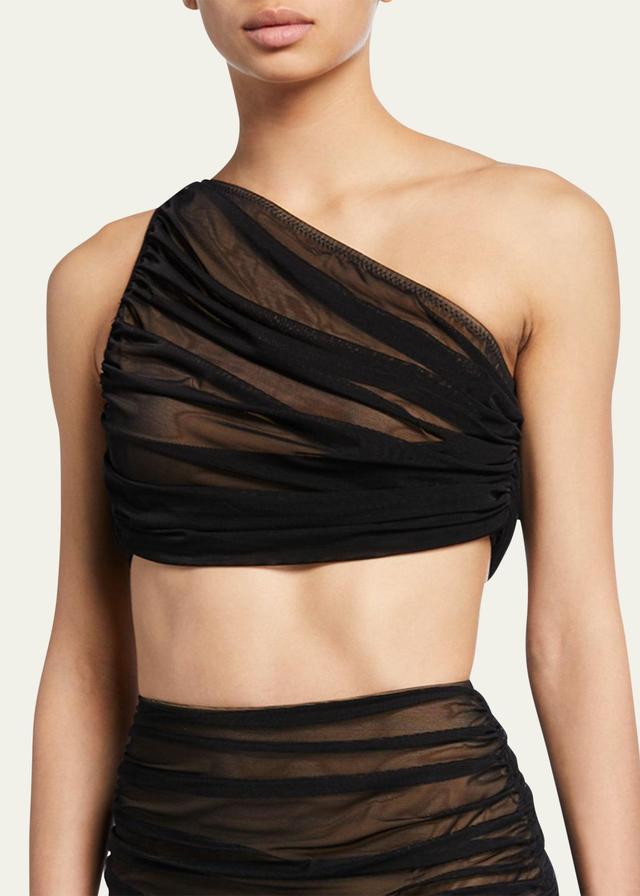 Norma Kamali Diana One-Shoulder Mesh Bikini Top Product Image