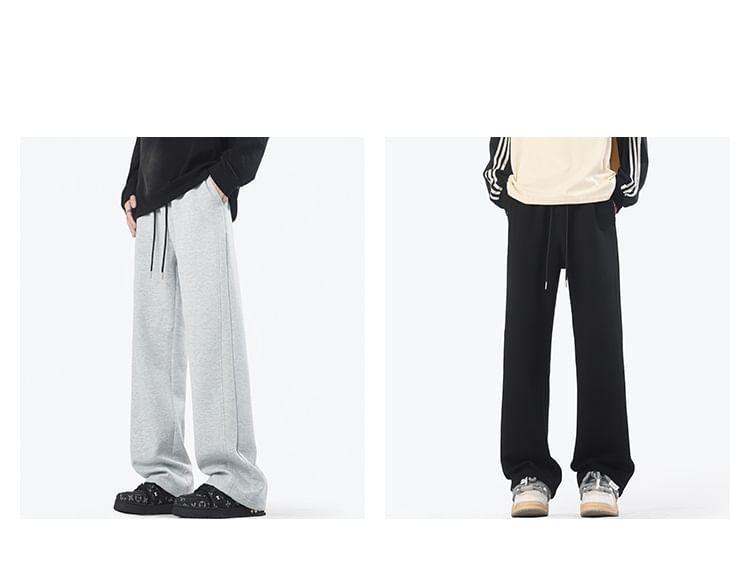 Drawstring Waist Plain Loose Fit Sweatpants Product Image