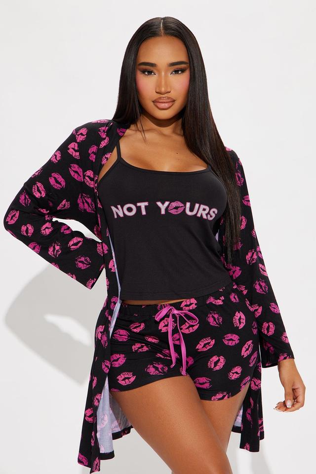 Not Yours PJ Robe Set - Black/Red Product Image