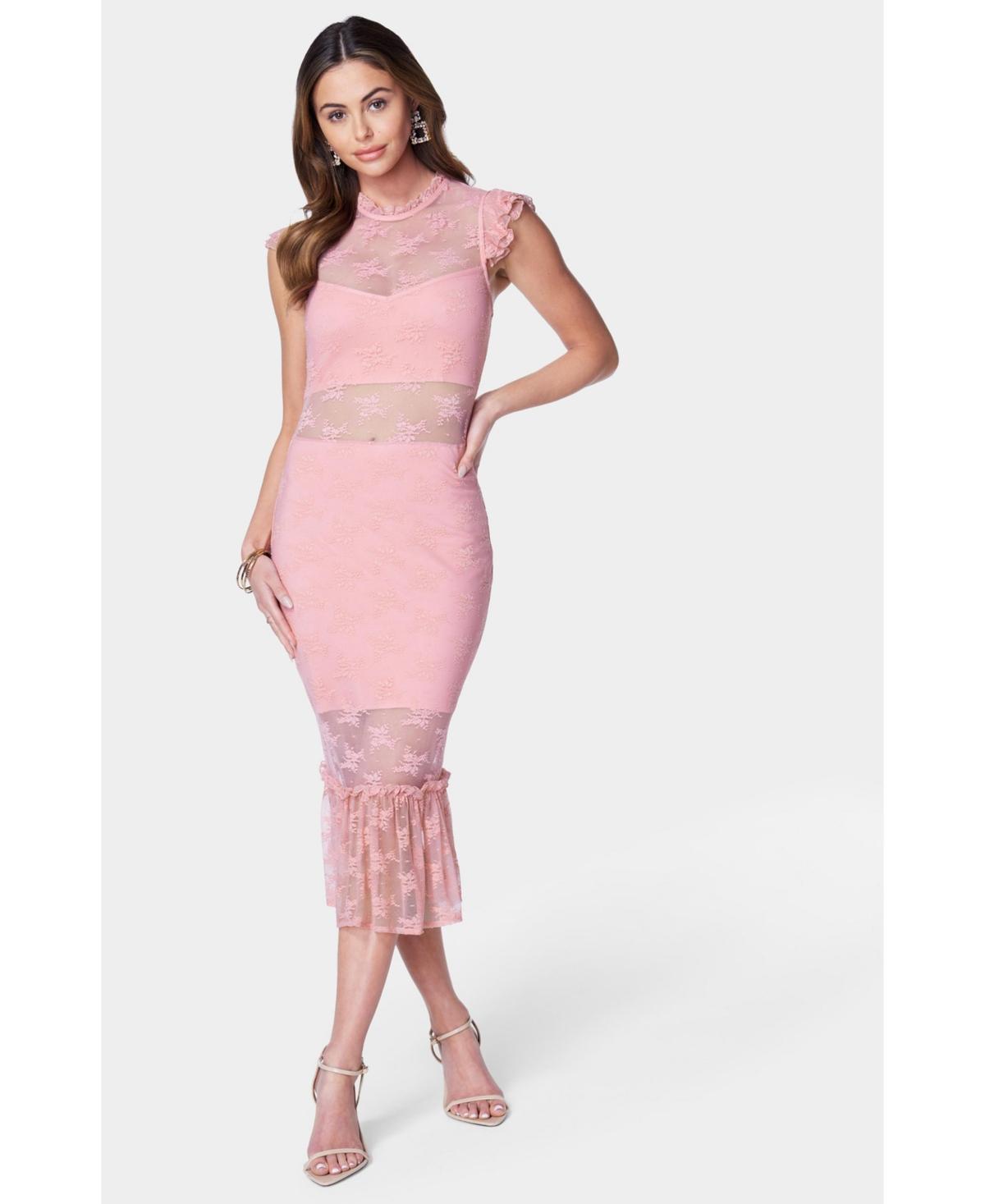 Bebe Womens Illusion Lace Midi Dress Product Image