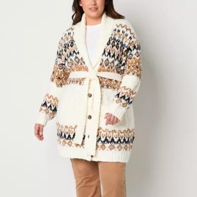 a.n.a Plus Womens Long Sleeve Fairisle Cardigan Product Image