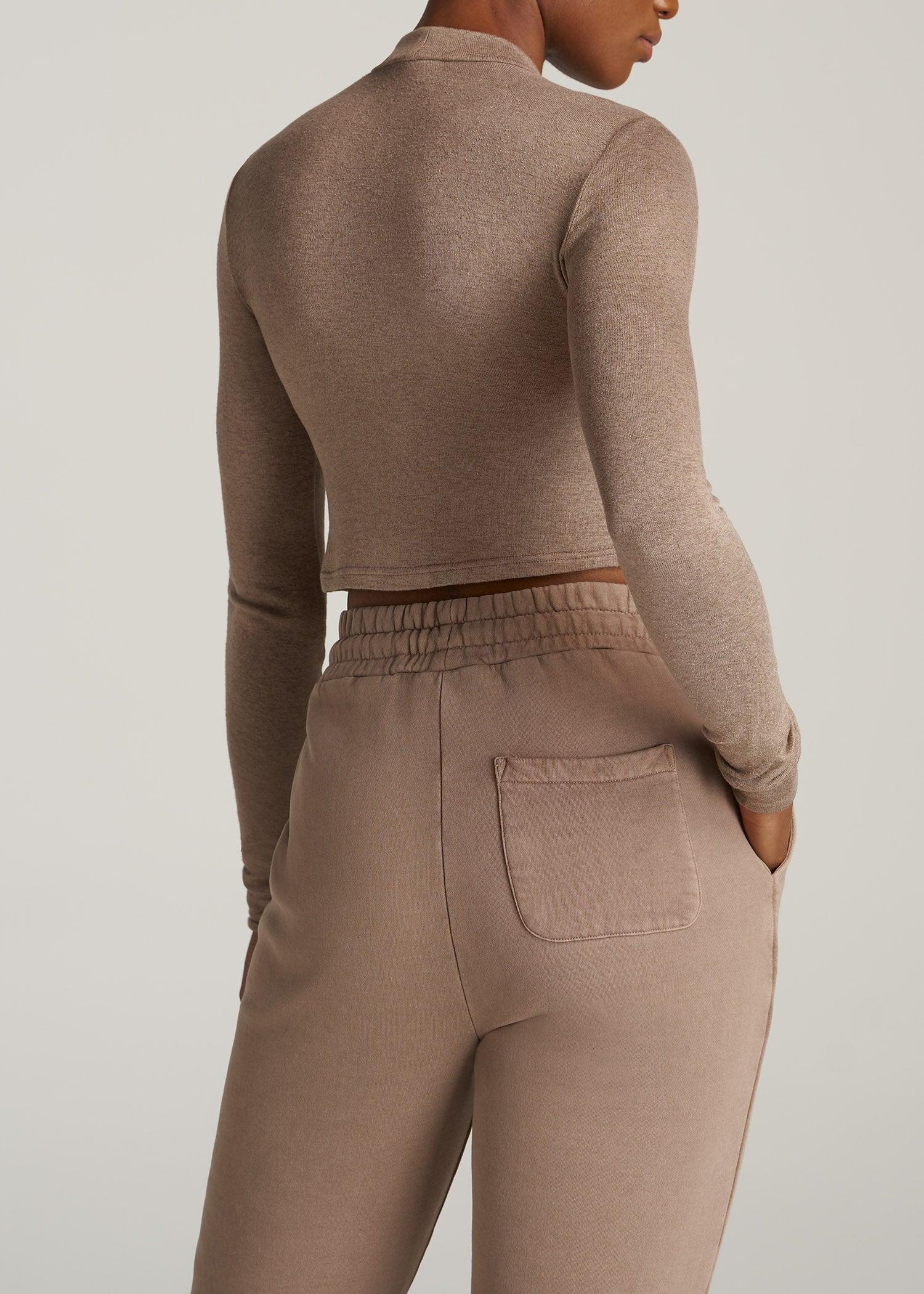 Women's Tall Crop Mock Neck Sweater in Latte Product Image