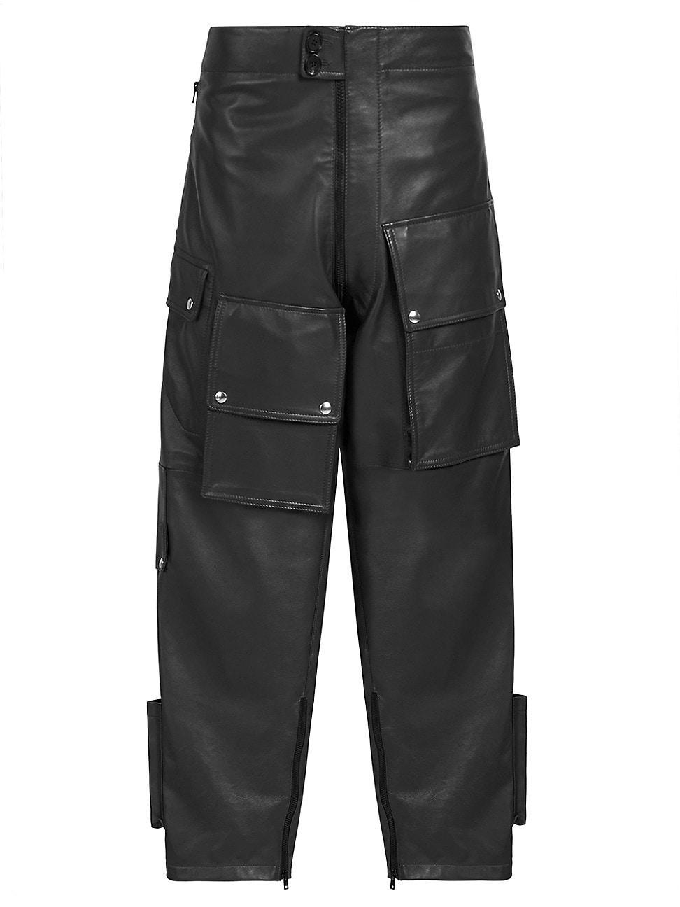 Womens Low-Rise Leather Cargo Pants Product Image