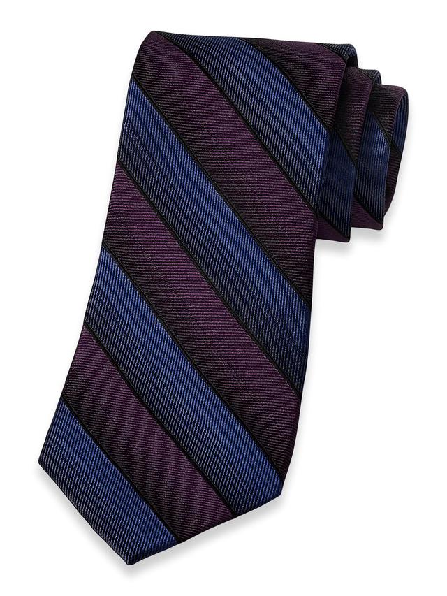 Stripe Woven Silk Tie - Blue/purple Product Image