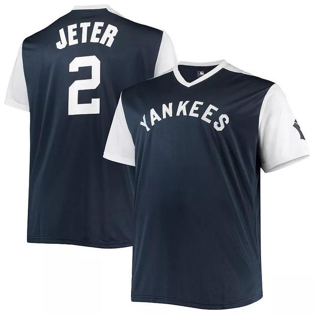 Mens Derek Jeter /White New York Yankees Cooperstown Collection Player Replica Jersey Blue Product Image