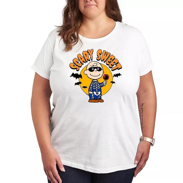 Plus Size Peanuts Charlie Brown Scary Sweet Graphic Tee, Womens Product Image