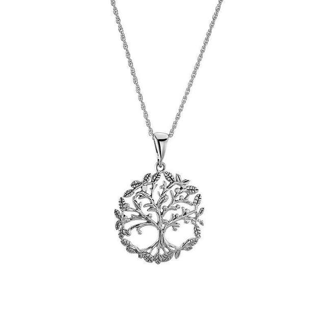 Athra NJ Inc Sterling Silver Textured Tree Of Life Pendant Necklace, Womens Product Image