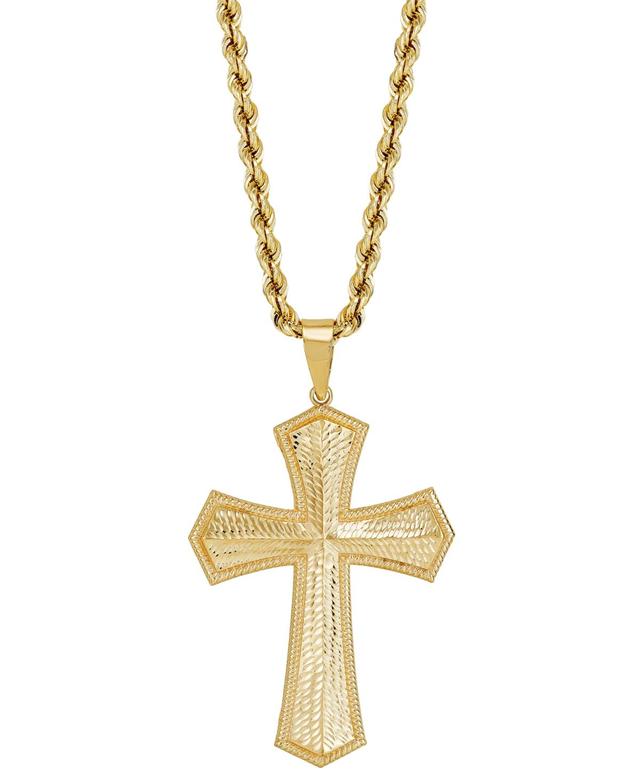 Mens Textured Cross 22 Pendant Necklace in 10k Gold Product Image