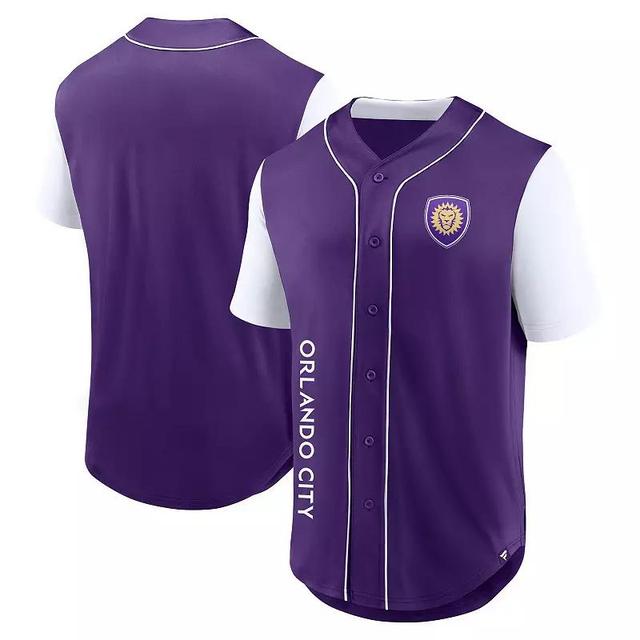 Mens Fanatics Branded Purple Orlando City SC Balance Fashion Baseball Jersey Product Image