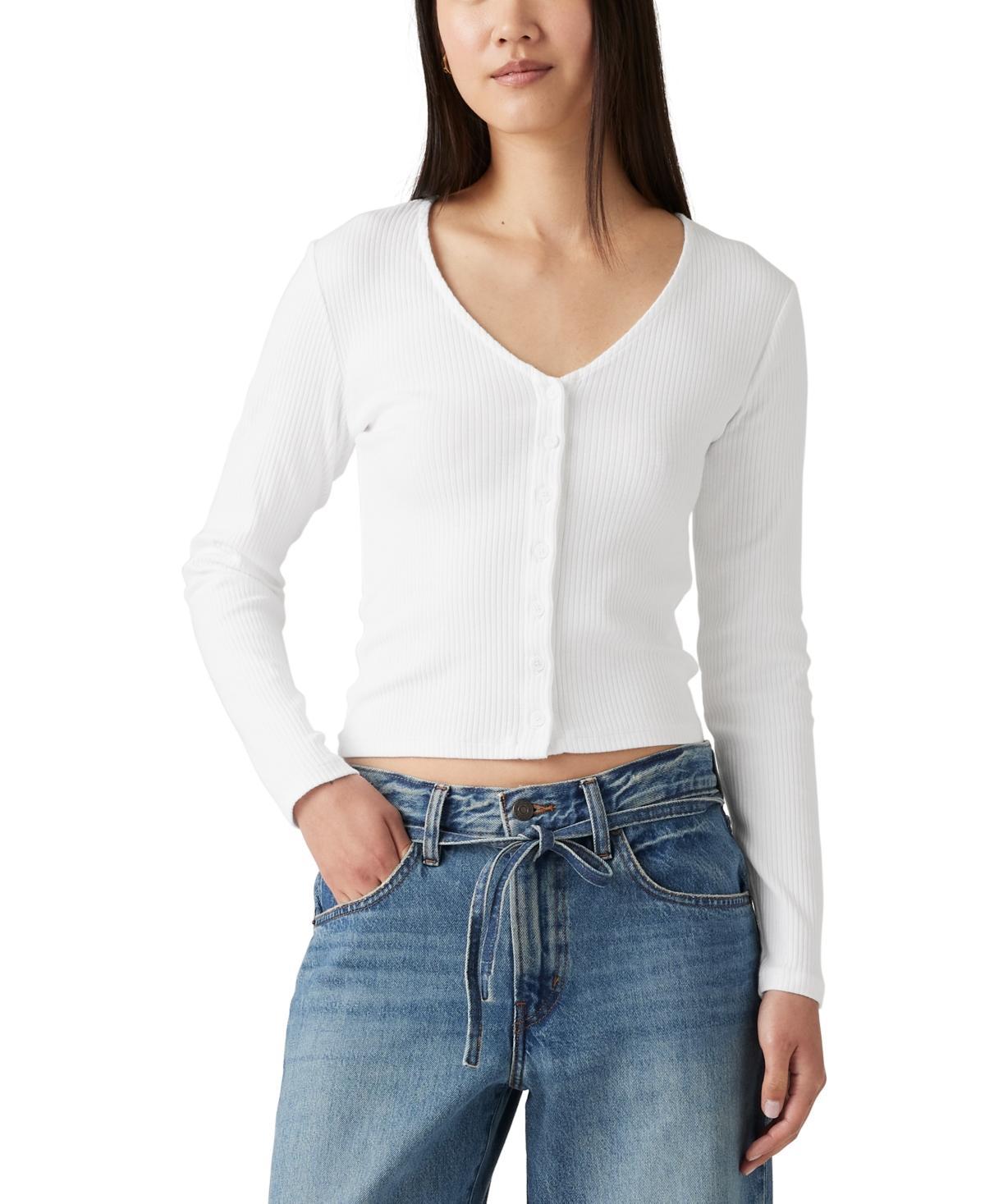 Levis Womens Muse Ribbed Long-Sleeve Button-Up Top Product Image