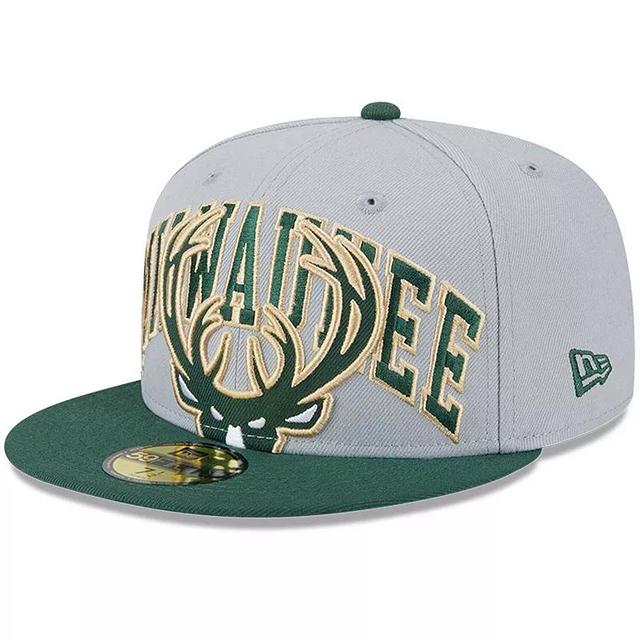 Mens New Era Gray/Hunter Green Milwaukee Bucks Tip-Off Two-Tone 59FIFTY Fitted Hat Product Image