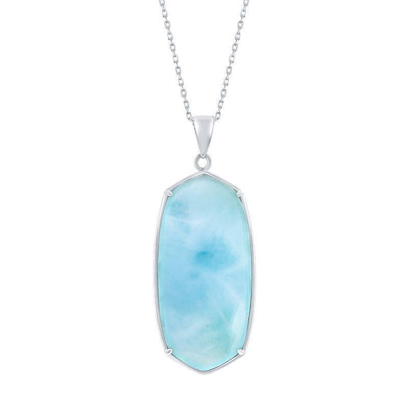 Sterling Silver Larimar Necklace, Womens Product Image