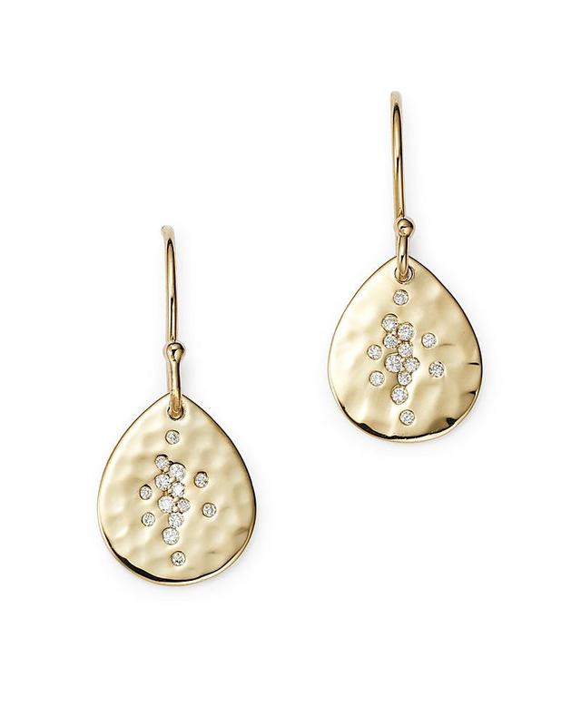 Ippolita 18K Yellow Gold Stardust Crinkle Diamond Teardrop Earrings Product Image