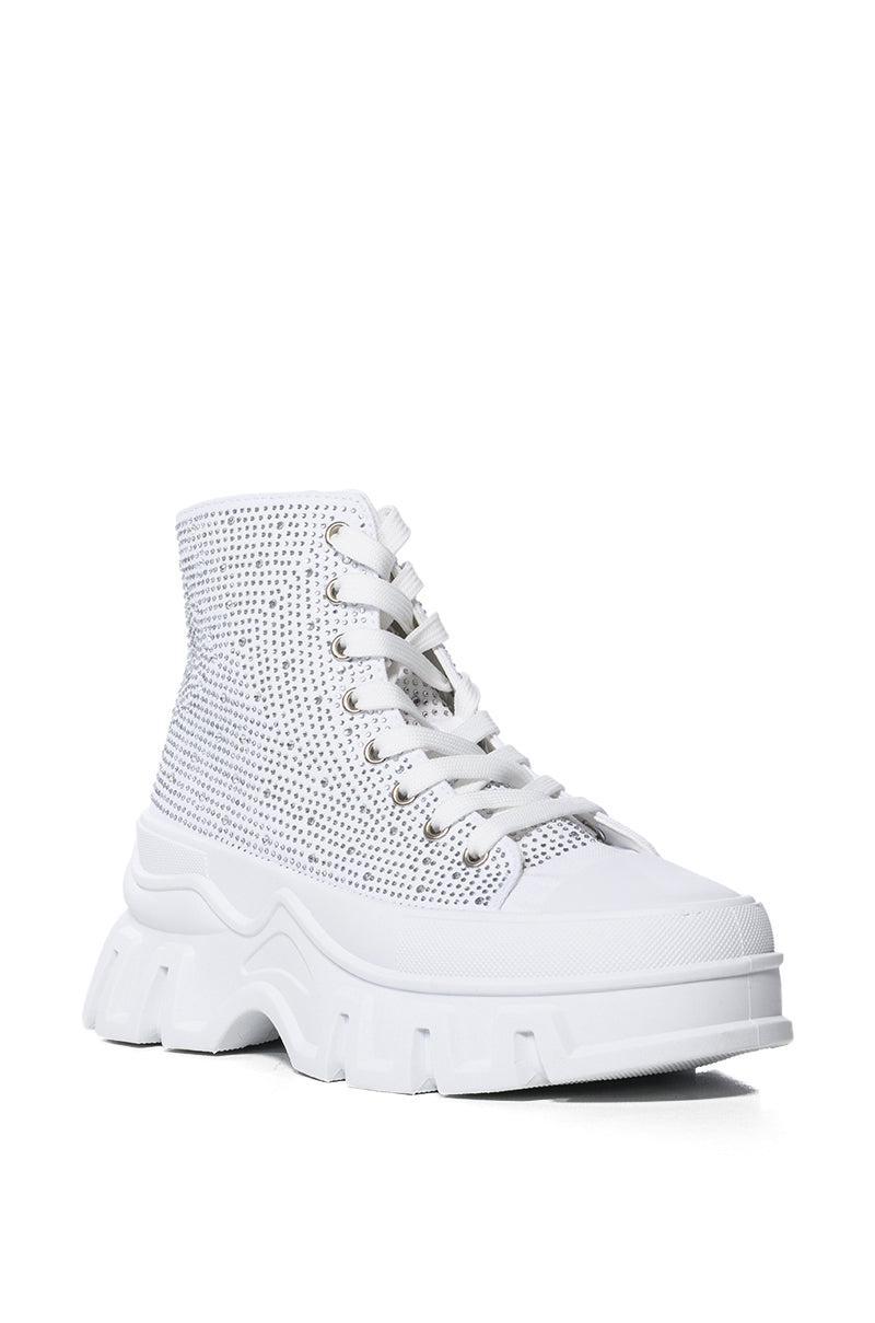 AZALEA WANG LIBBIE EMBELLISHED SNEAKER IN WHITE Product Image