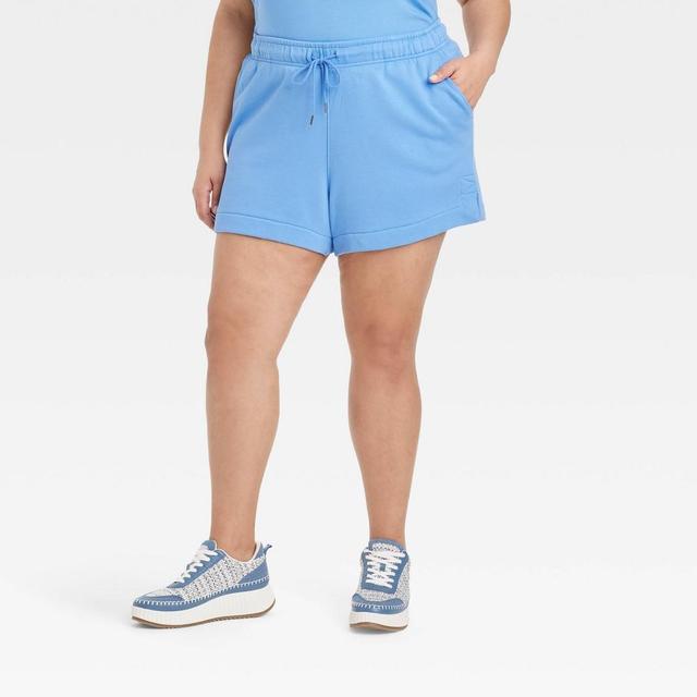 Womens Mid-Rise Fleece Shorts - Universal Thread Blue 1X Product Image