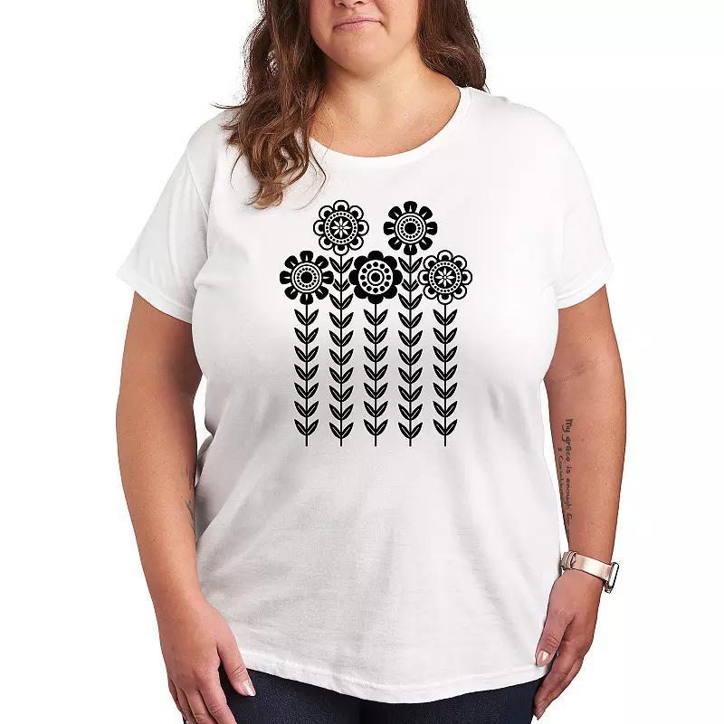 Plus Scandinavian Flowers Graphic Tee, Womens Product Image