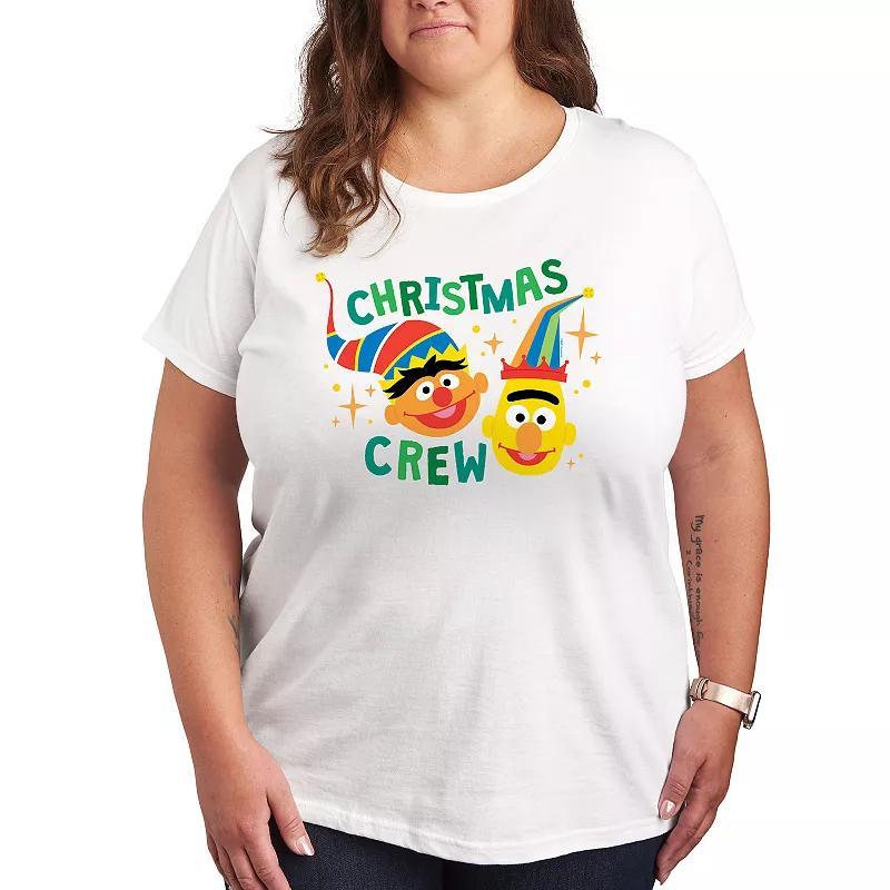 Plus Sesame Street Christmas Crew Graphic Tee, Womens White Product Image