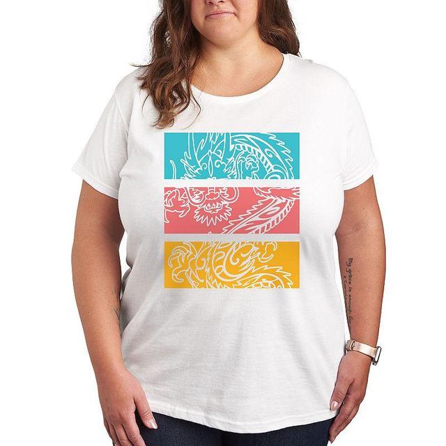 Plus Colorblock Dragon Graphic Tee, Womens Product Image