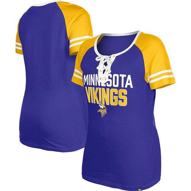 Womens New Era Minnesota Vikings Raglan Lace-Up T-Shirt Product Image