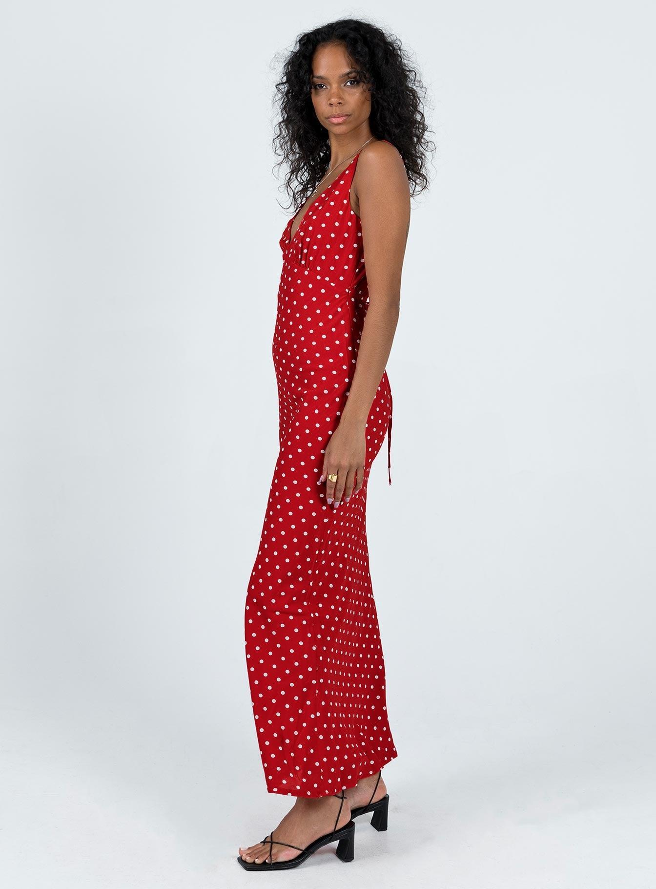 Nellie Maxi Dress Red Polka Dot Product Image