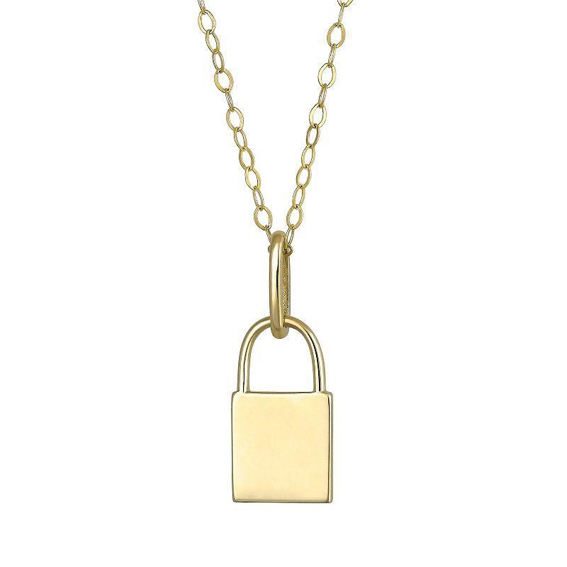 10k Gold Padlock Pendant Necklace, Womens Multicolor Product Image