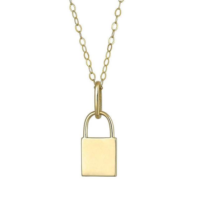 10k Gold Padlock Pendant Necklace, Womens Product Image