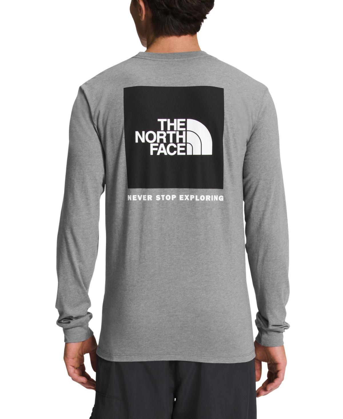 The North Face Mens Box Nse Standard-Fit Logo Graphic Long-Sleeve T-Shirt - Tnf White Product Image