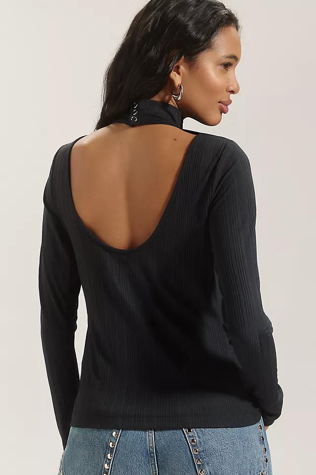 Maeve Long-Sleeve Open-Back Turtleneck Top Product Image