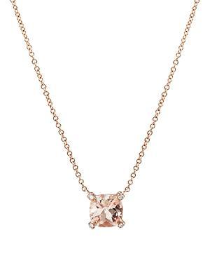 Womens Chtelaine Pendant Necklace with Diamonds in 18K Rose Gold with Morganite Product Image