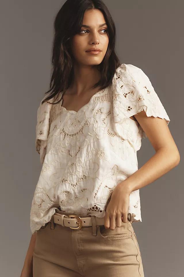 The Lainie Lace Cutwork Blouse Product Image