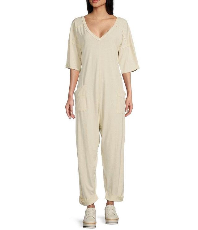 C&V Chelsea & Violet Cotton V-Neck Jumpsuit Product Image