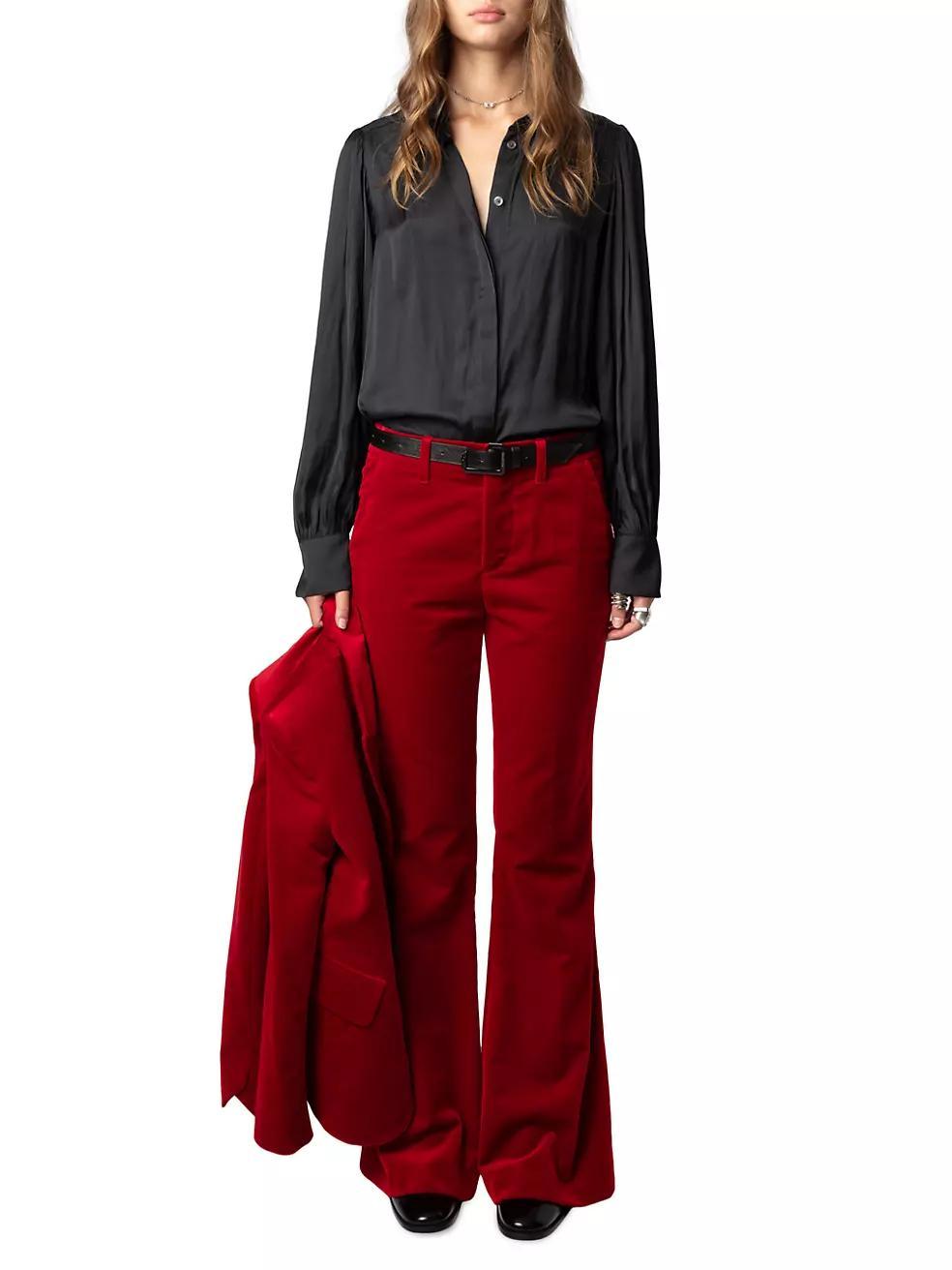 Womens Prevy Velvet Flare Pants Product Image