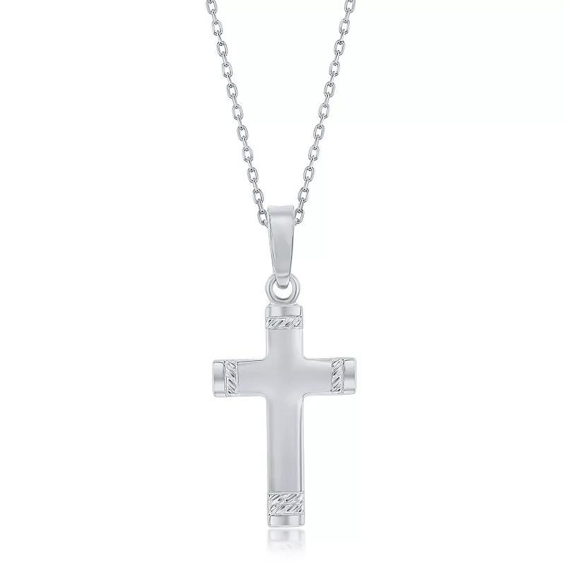 Argento Bella Sterling Silver Textured Cross Pendant Necklace, Womens White Product Image