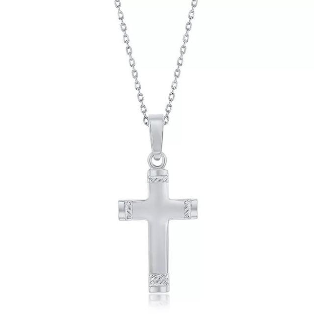 Argento Bella Sterling Silver Textured Cross Pendant Necklace, Womens White Product Image