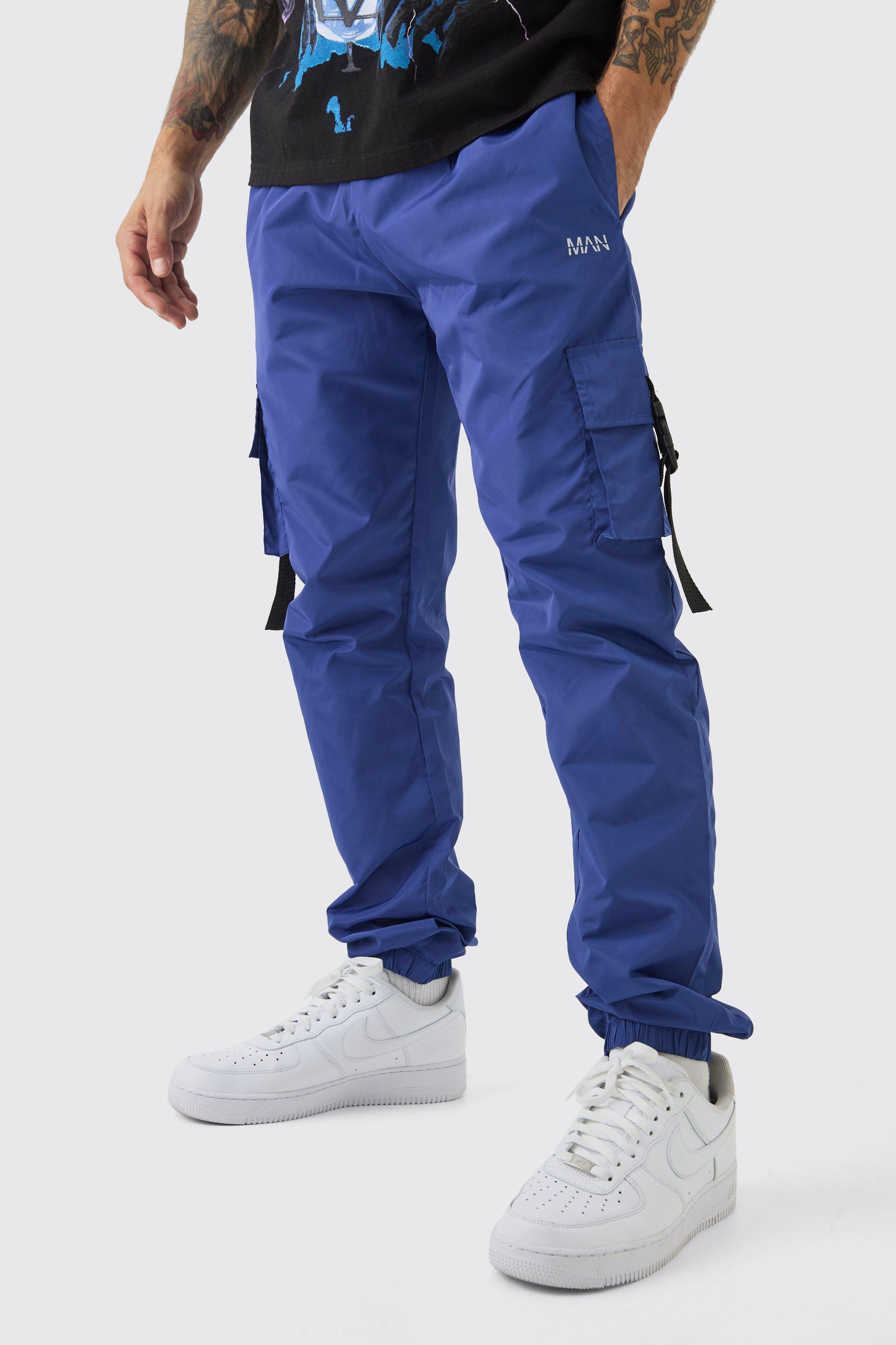 Elasticated Waist Slim Fit Man Shell Cargo Sweatpants | boohooMAN USA Product Image