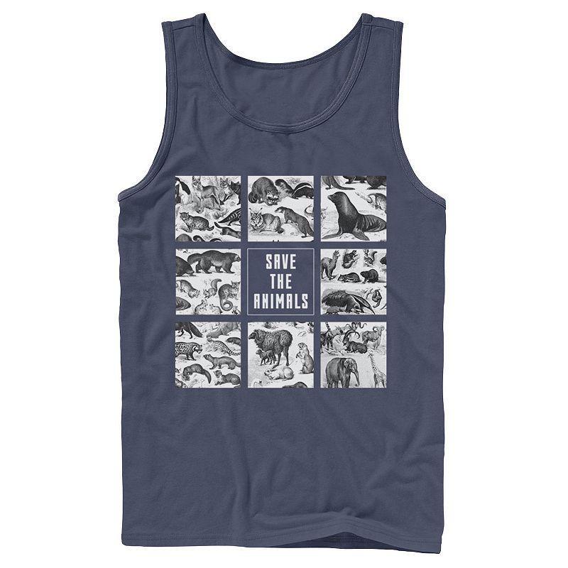 Mens Earth Day Save The Animals Box Up Tank Top Blue Product Image