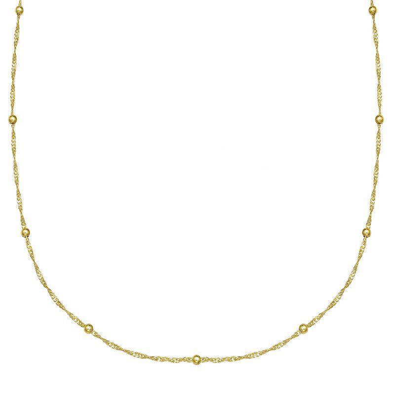 PRIMROSE Sterling Silver Beaded Singapore Chain Necklace, Womens Gold Product Image